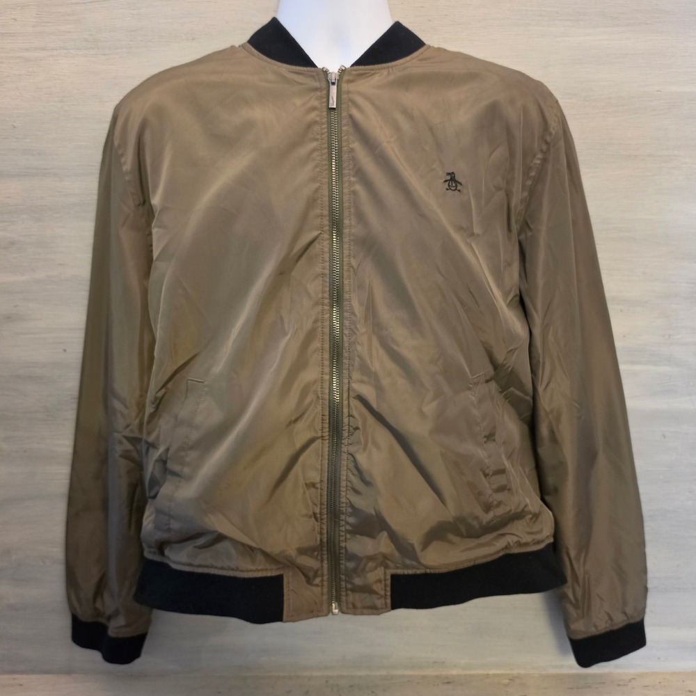 Penguin by Munsingwear Olive Green‎ Bomber Track Jacket Size XL Good Condition